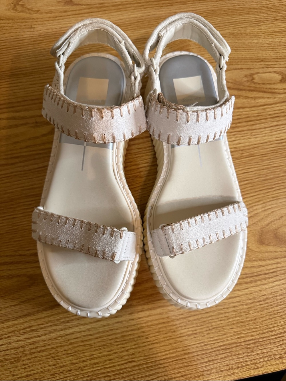 Dolce Vita Neutral Cream Crochet & Suede Strap Sandals